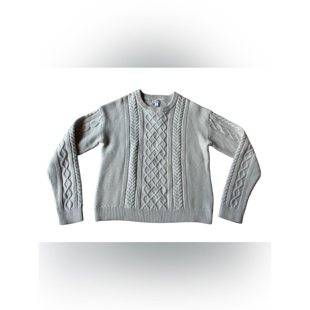 NWT J. Crew 100% Cotton Cable Knit White Sweater Womens Medium